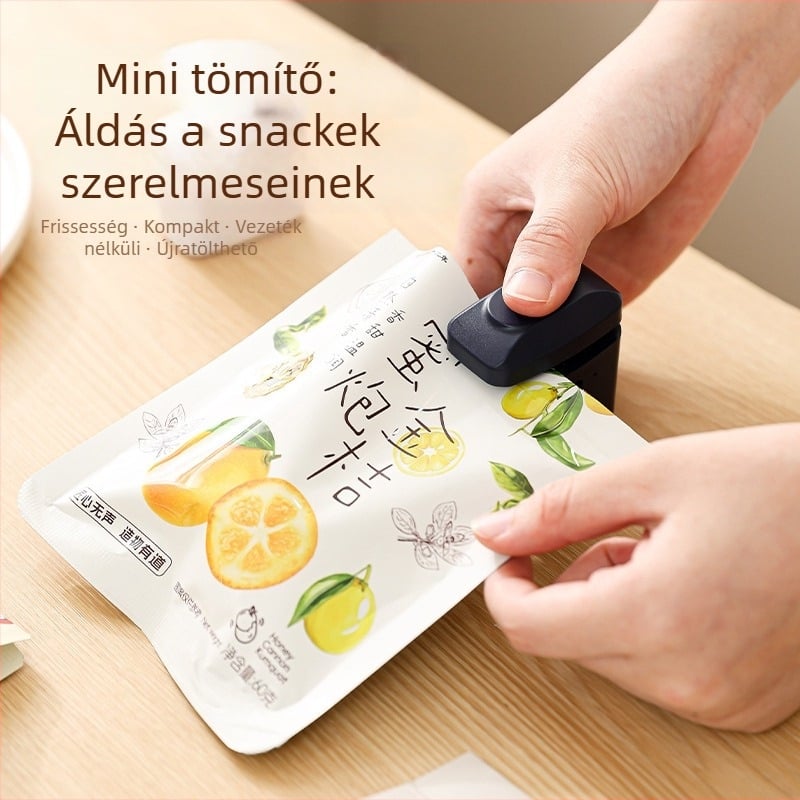 Mini záró gép snackekhez, tasakzáró klipek, kézzel nyomható záró eszköz