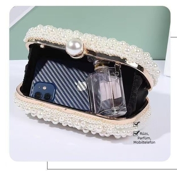 Gyöngyös estélyi táska, prémium clutch formális ruhákhoz, sokoldalú elegáns estélyi táska vállon vagy kézben.