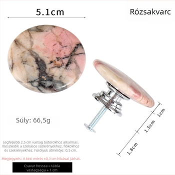 Nemes alumínium ötvözet alapú fiók- és szekrényfogantyú, luxus stílus, fekete vonalas, vörös erezetű rózsakő betéttel