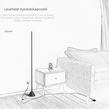 LED állólámpa – nappalihoz, hálószobához vagy dolgozószobához – skandináv modern minimalistikus, kreatív okos függőleges lámpa (Sandstone Black / Snow White)