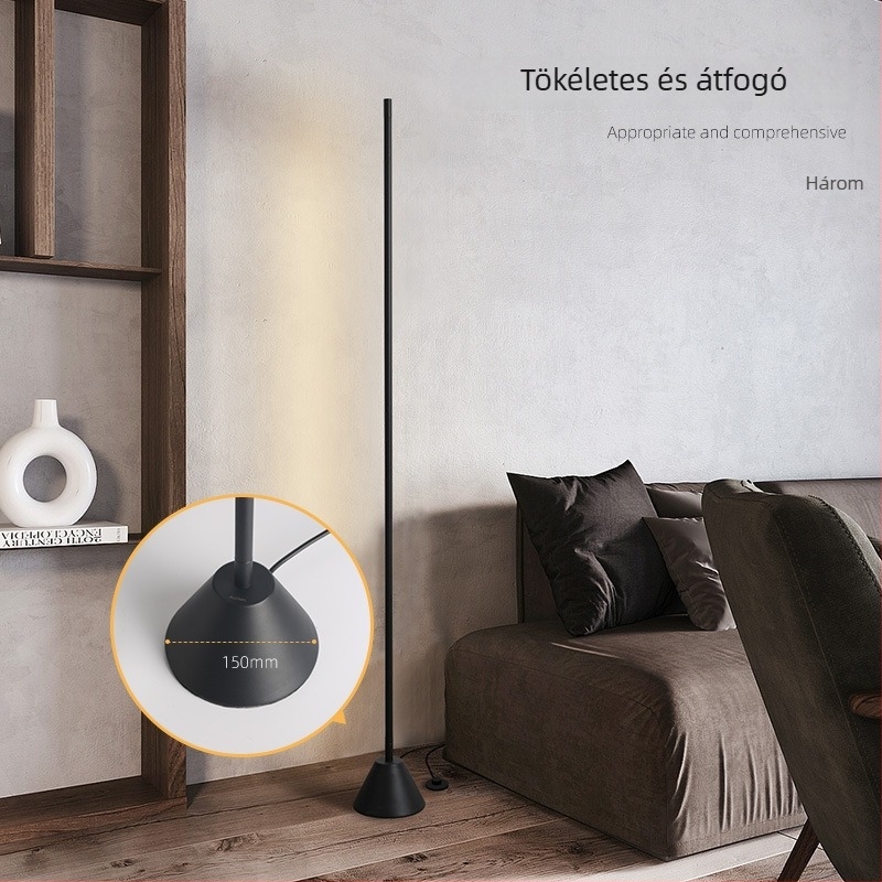 LED állólámpa – nappalihoz, hálószobához vagy dolgozószobához – skandináv modern minimalistikus, kreatív okos függőleges lámpa (Sandstone Black / Snow White)