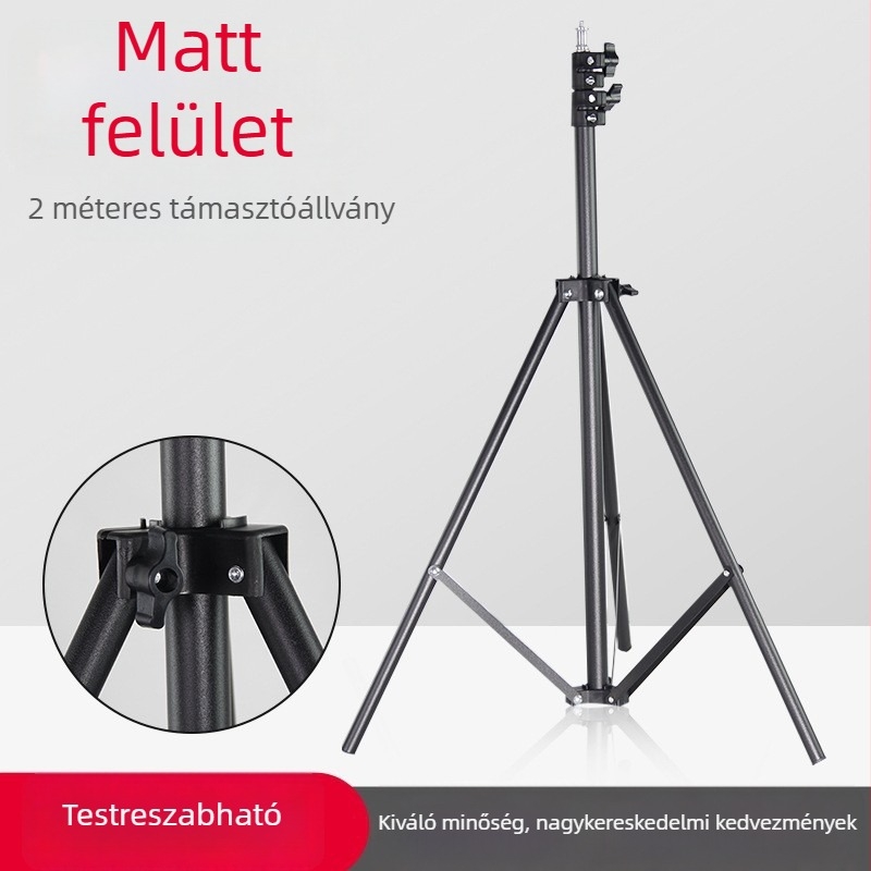 8809 Erős matt felületű, 2 méter magas élő közvetítéshez és kültéri fotózáshoz használható állvány világítással, padlón álló H8899