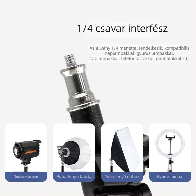 2,1 m telefonos élő közvetítés állvány, teleszkópos tripod és vízszintmérő, padlóra álló fotóállvány