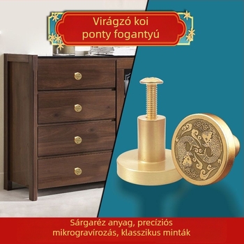 Sárgaréz fiók- és szekrényfogó, antik bútoralkatrész, retro stílus, egyetlen furatú felszerelés