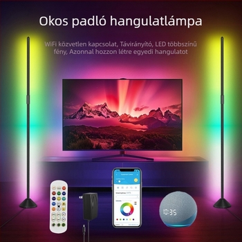 Okos bár saroklámpa öt Wi‑Fi csatornával, padlóálló világítás a nappaliba és a hálószobába, LED CW hangra aktiválható lámpa