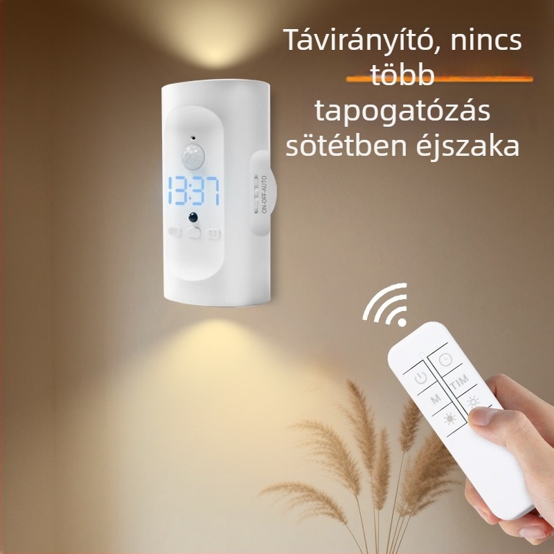 Vezeték nélküli mágneses töltésű éjszakai falilámpa, drót nélkül és fúrás nélkül, USB táplálás, távirányítós környezeti világítás hálószobához