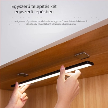 Mozgásérzékelős LED csíkkal, újratölthető, vezeték nélküli világítás szekrényekhez és ruhásszekrényekhez, éjjeli fény