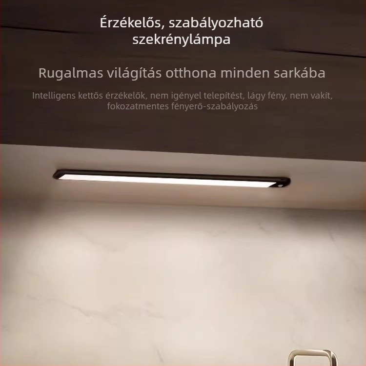 Mozgásérzékelős LED csíkkal, újratölthető, vezeték nélküli világítás szekrényekhez és ruhásszekrényekhez, éjjeli fény