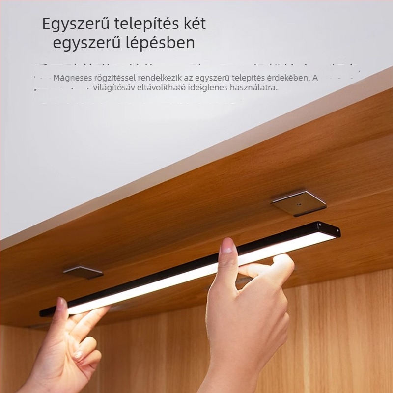 Mozgásérzékelős LED csíkkal, újratölthető, vezeték nélküli világítás szekrényekhez és ruhásszekrényekhez, éjjeli fény