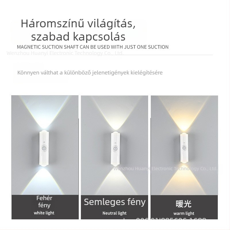 Mozgásérzékelős, többszínű, újratölthető fali lámpa, domb alakú éjszakai fény, kettős macskaszemes hangulattal