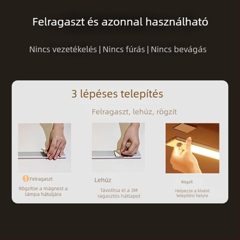 Intelligens LED újratölthető szenzoros lámpa, emberi test észlelése, hálószobai éjjeli lámpa, asztali lámpa, mágneses fénycsík, három színhőmérséklet