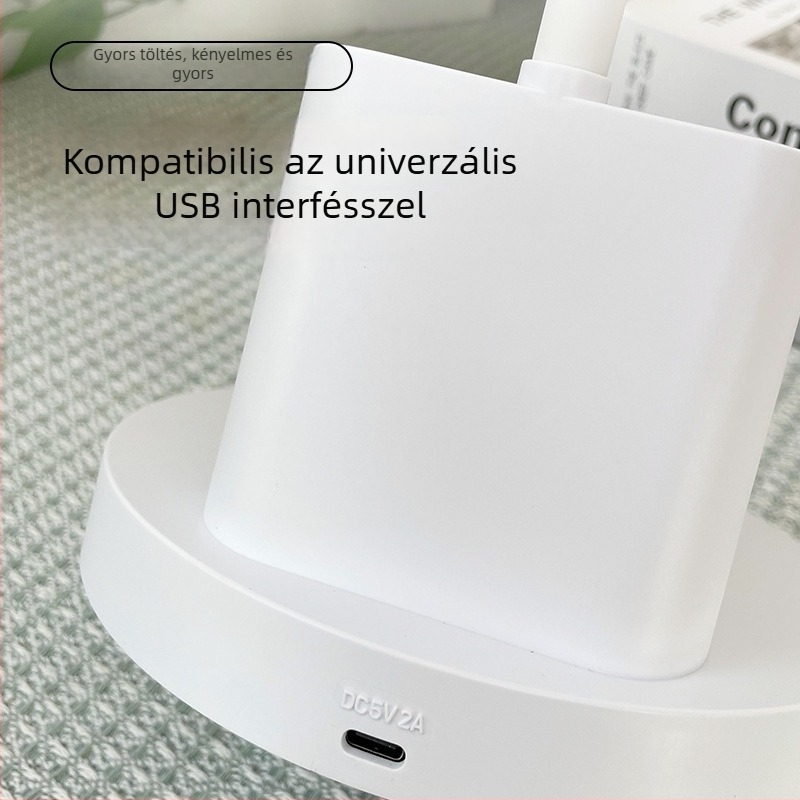 Szemvédő asztali lámpa tolltartóval, újratölthető olvasólámpa diákok számára