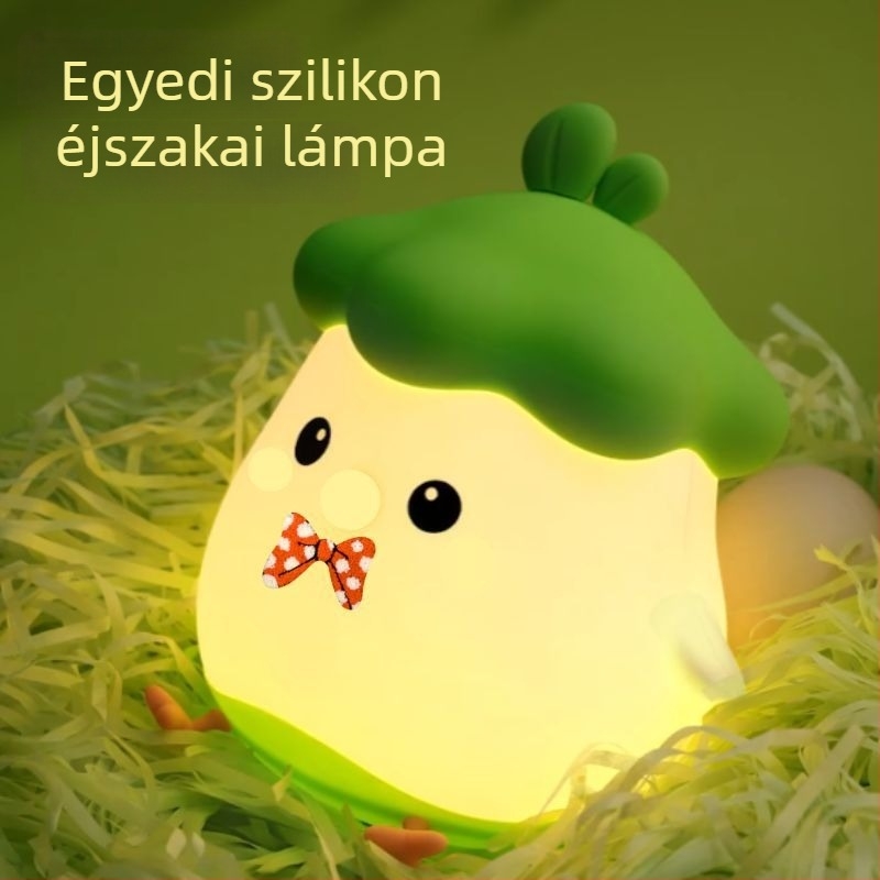 Személyre szabható szilikon éjszakai fény lámpabúrával, USB töltés, 3 szintű hideg/meleg fény, karikatúra dizájn, 18 cm