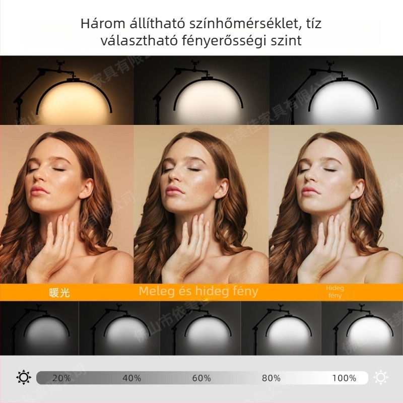 LED Szépséglámpa Manikűrhöz, Tetováláshoz, Szemöldök Tetováláshoz és Szempilla Hosszabbításhoz — U-formájú állólámpa szemvédővel