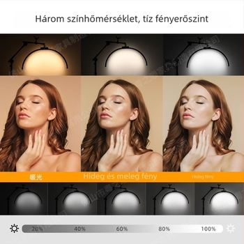 23 hüvelykes félhold alakú LED szépséglámpa manikűrhöz, tetováláshoz, szemöldök‑tetováláshoz és szempillák dúsításához, szemvédővel és padlón álló világítással