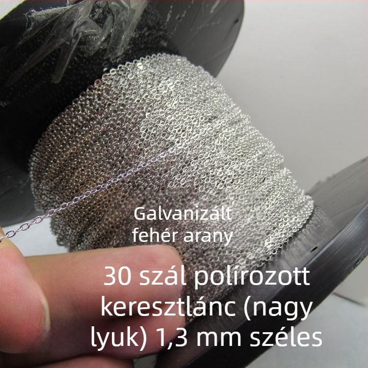 925-ös ezüst DIY ékszerkészítő anyagok: O-alakú lánc, polírozott keresztlánc, nagy mennyiségű félkész láncok, bojt díszítő elemei
