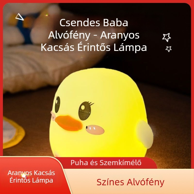 Doudou Duck Tap Lámpa — Szilikon éjjeli fény mozgásérzékelővel, 7 szín és meleg fény, gyermekeknek szánt éjjeli lámpa