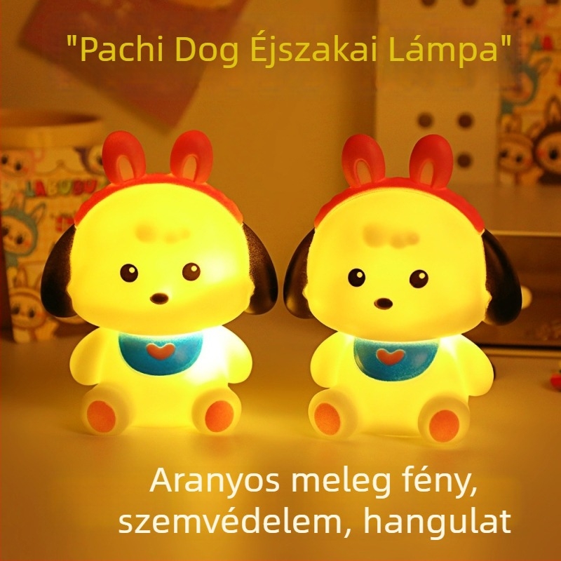 Kreatív rajzfilmbe illő sapkás kölyökkutya – éjjeli fény, dekoratív ajándék
