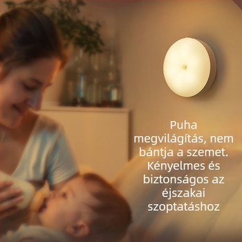 LED mozgásérzékelős éjszakai fény szekrényre és éjjeliszekrényre, USB-s töltés, fényérzékelős szobai lámpa