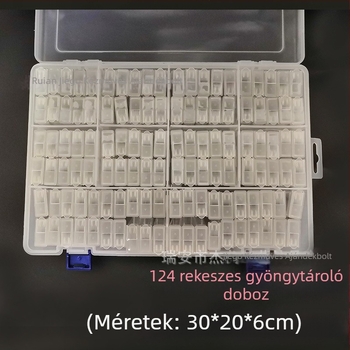 124 rekeszes rizs gyöngyök tároló doboza, átlátszó gyémántfestő eszköztároló doboz