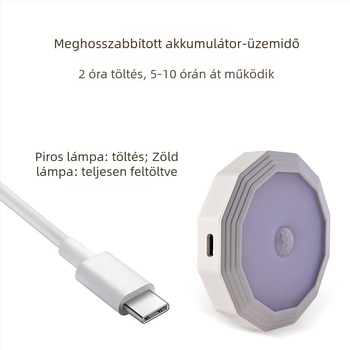 Akkumulátoros, vezeték nélküli éjjeli lámpa intelligens szenzorral és fényvezérléssel, hálószobába és folyosóra