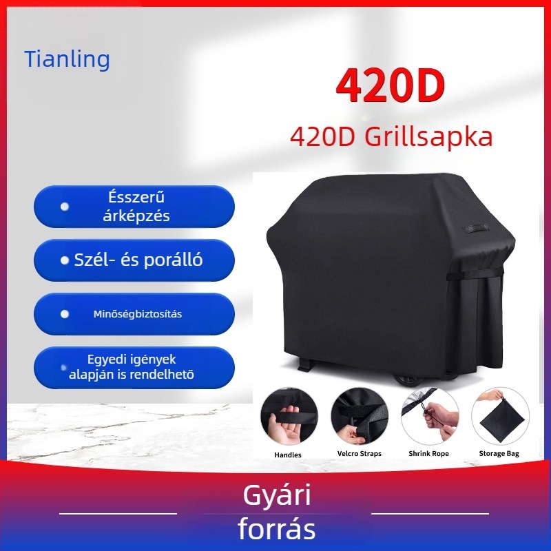 Grillfedő BBQ, 420D Oxford anyag, kültéri használatra, vízálló és porvédő