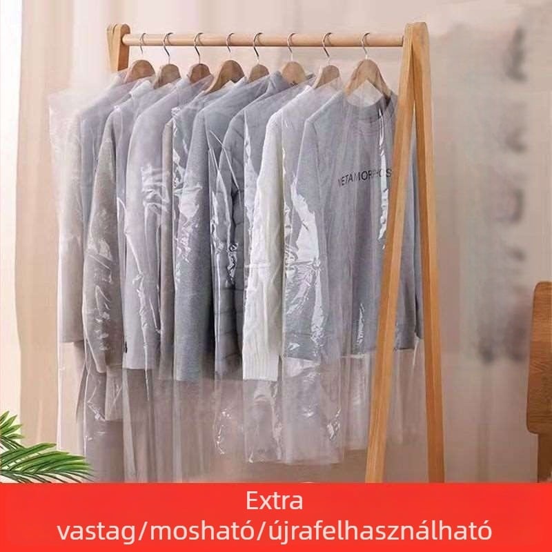 Átlátszó műanyag ruhafedő a ruhásszekrényhez, egyszer használatos porvédő, vastagított kivitel öltönyök számára