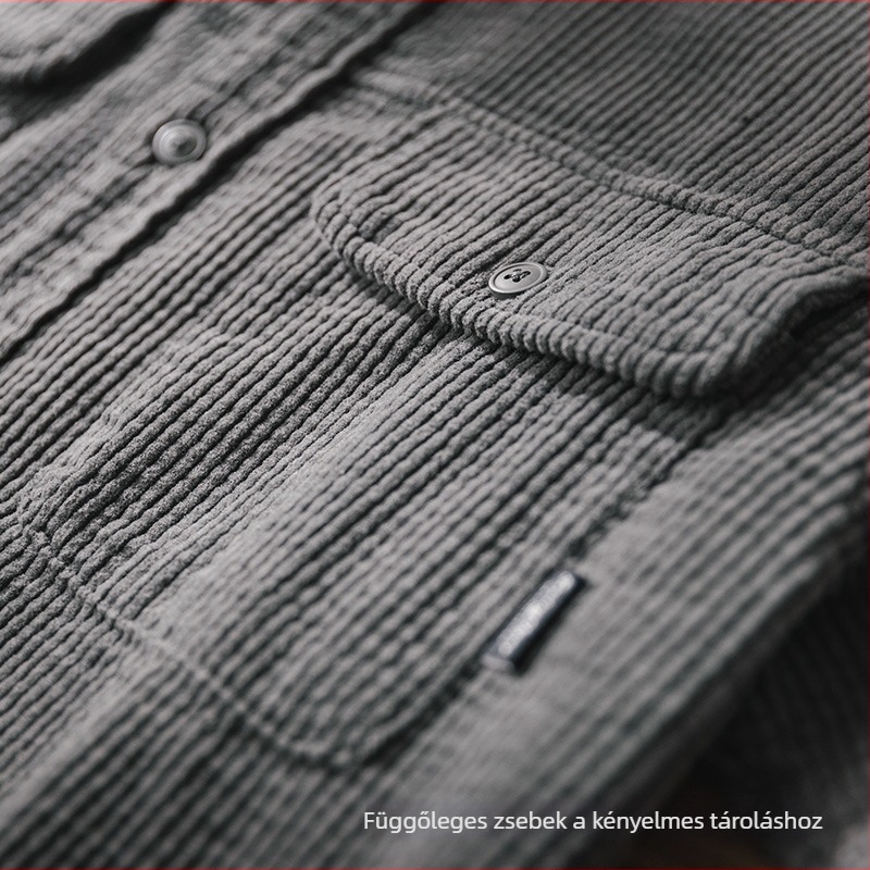 Patchwork kordbársony hosszú ujjú ing-jacka, nehéz súlyú őszi fazon, férfiaknak