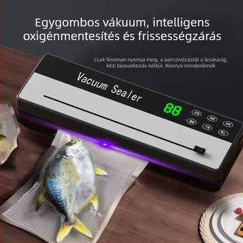 Otthoni vákuumzáró készülék vágóval – kompakt élelmiszer-csomagoló gép