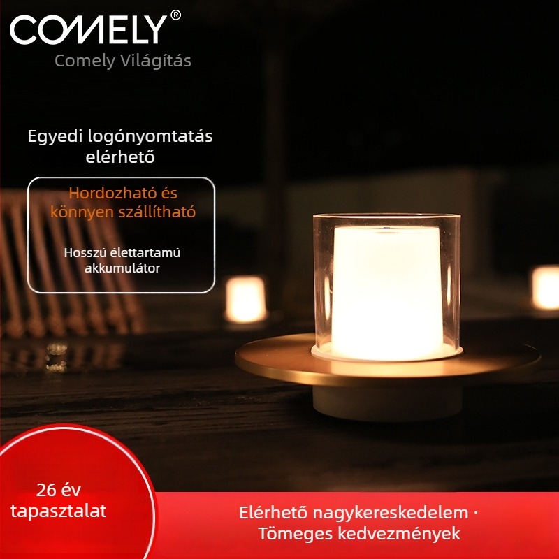 Kreatív LED éjszakai fény vintage gyertyatartóval, ambient lámpa éjjeliszekrényhez és kültéri használatra