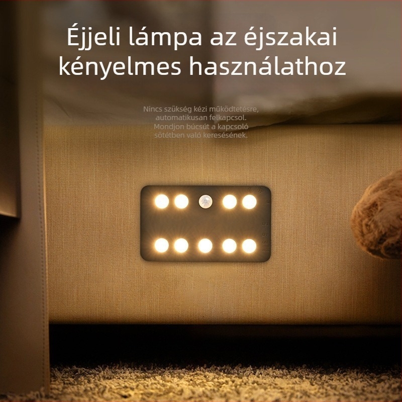 Szekrénylámpa testérzékeléssel, három színhőmérséklet, nappal- és éjszaka kettős észlelés, USB-s újratölthető LED éjjeli lámpa