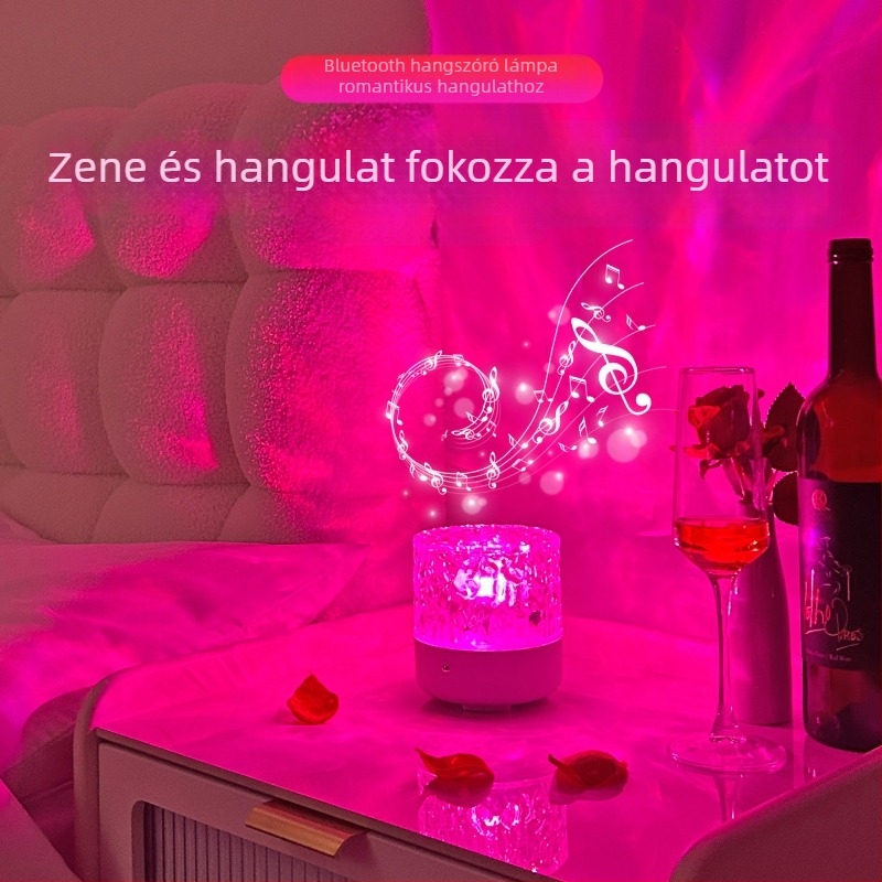 Bluetooth hangszóró és hangulatos éjszakai fény a hálószobában