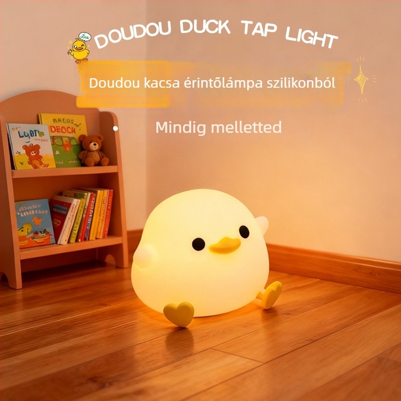 Szilikonból készült kacsa formájú éjszakai fény, asztali dekoratív lámpa, akkumulátoros működés, 1W, 10000 óra élettartam