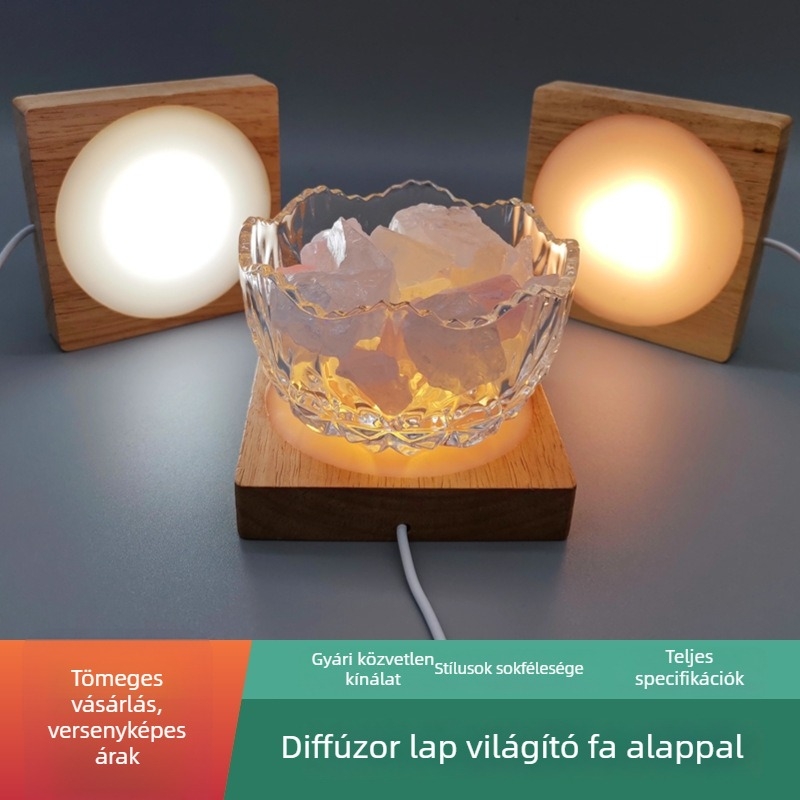 Négyszögletes fa alap LED éjszakai lámpához