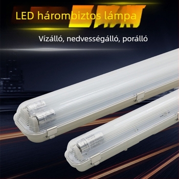 LED T8 lámpa egy- vagy kétsugárzó csővel, tartóval, vészvilágítás tűz esetén, vízálló, nedvességálló és robbanásbiztos ipari műhelyhez