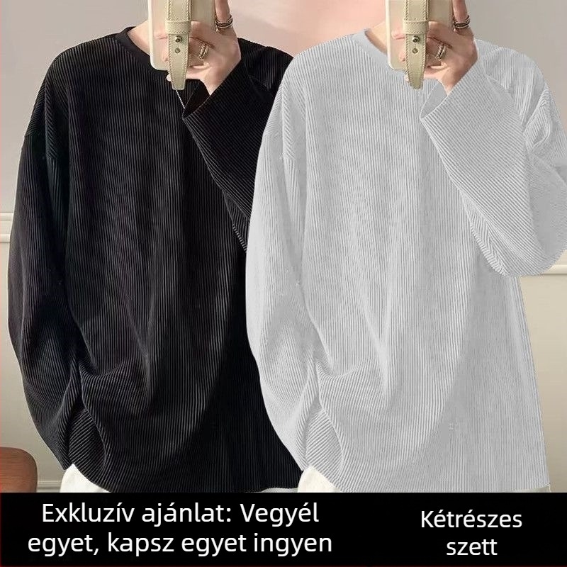Férfiaknak szánt hosszú ujjú ice-silk tee, napvédő, nyári dizájn, niche stílus, koreai ihletésű, lazán szabott