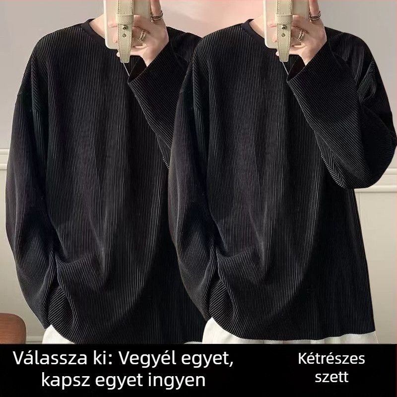Férfiaknak szánt hosszú ujjú ice-silk tee, napvédő, nyári dizájn, niche stílus, koreai ihletésű, lazán szabott