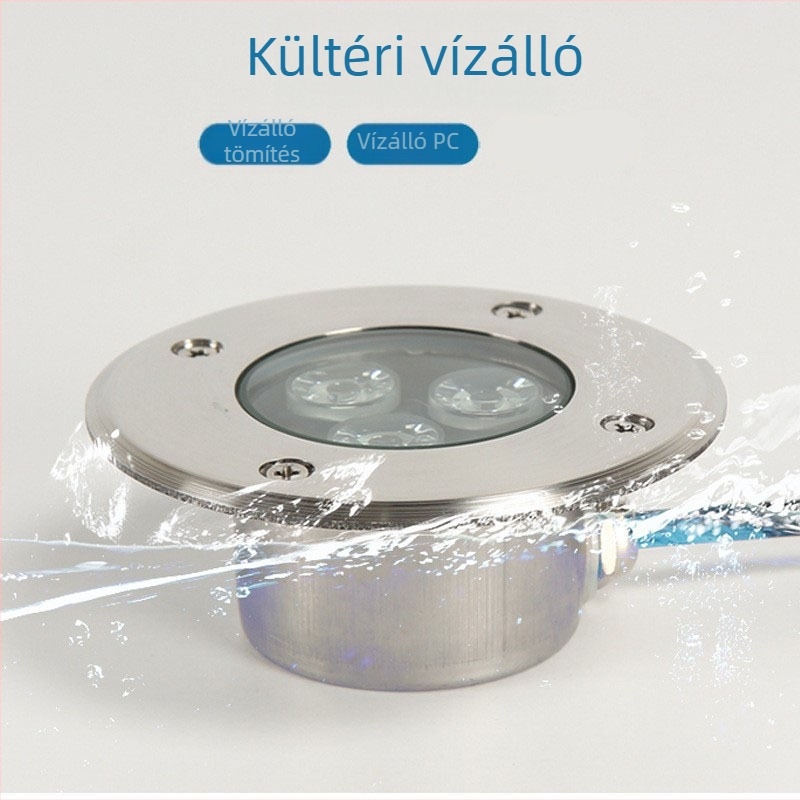 LED alatti beépített lámpa rozsdamentes acélból, 12V/24V, vízálló, ultranagy vékony halastó- és medencefalra szerelhető spotlámpa