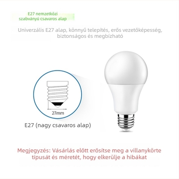 A60 LED izzó, műanyag bevonatú alumínium ház, E27 foglalat, energiatakarékos melegfehér beltéri világítás