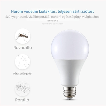 A60 LED izzó, műanyag bevonatú alumínium ház, E27 foglalat, energiatakarékos melegfehér beltéri világítás