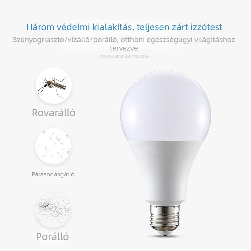 A60 LED izzó, műanyag bevonatú alumínium ház, E27 foglalat, energiatakarékos melegfehér beltéri világítás