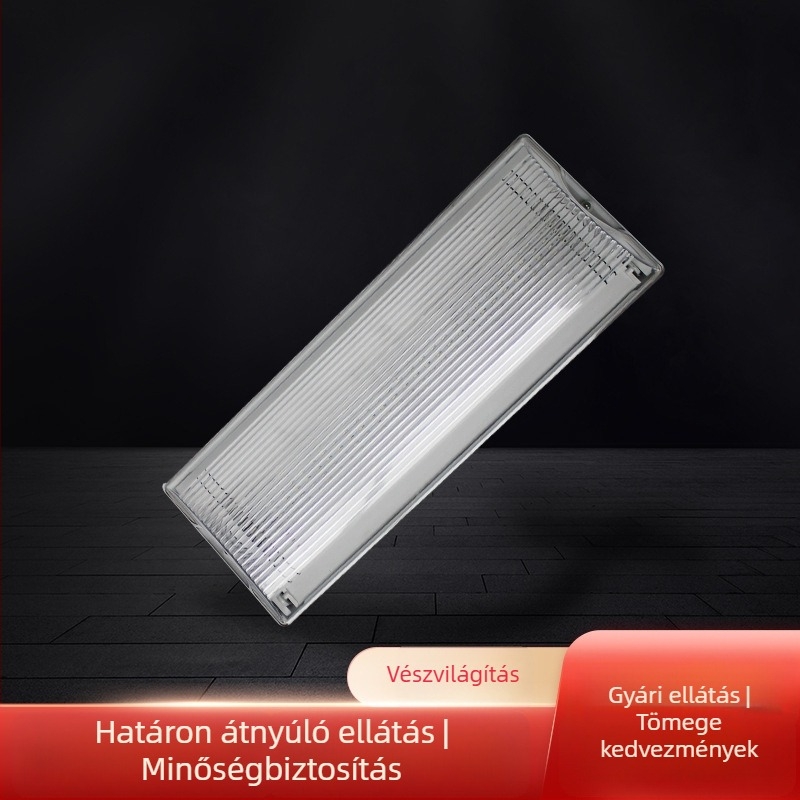 LED vészvilágítás tűzvédelmi kijelzővel, újratölthető, IP65, háromvédelmi védelem