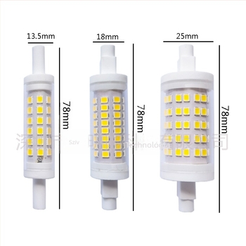 R7S LED kukorica lámpa, 78 mm, 20W, kerámia, flicker-mentes, kétoldalas, 3000K-6000K, 42/48/64/84/96/128 LED