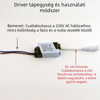 LED panel lámpa meghajtó, 8-18W, 12W és 24W, széles bemeneti feszültség, állandó áram, nem izolált, ultra vékony táp DC női csatlakozóval