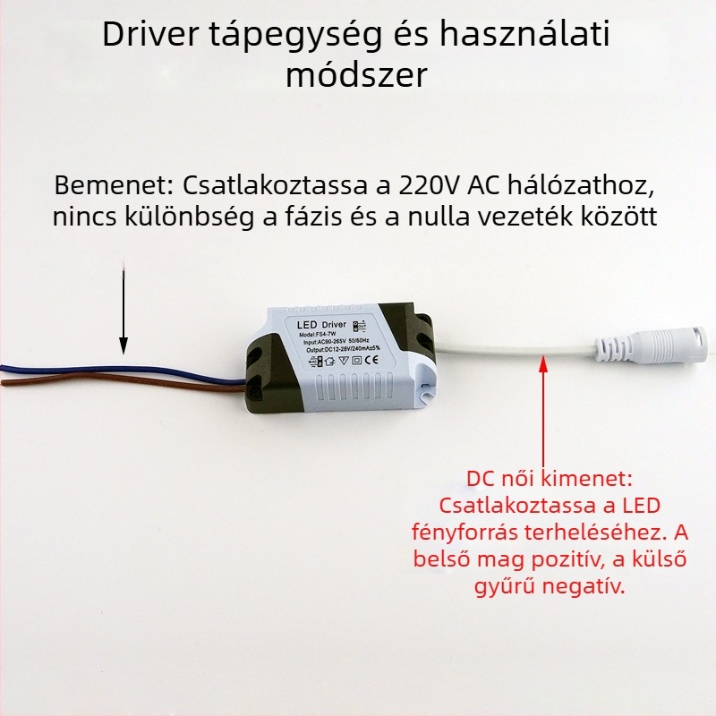 LED panel lámpa meghajtó, 8-18W, 12W és 24W, széles bemeneti feszültség, állandó áram, nem izolált, ultra vékony táp DC női csatlakozóval
