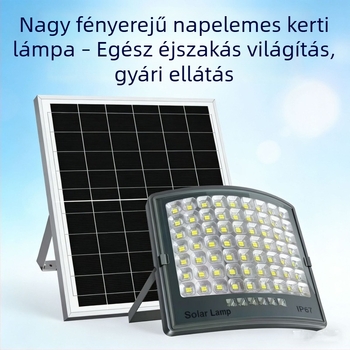 Napelemes kültéri LED-reflektor kerthez, vízálló, 100W–200W, IP67