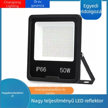 Chang Lang Lighting kültéri IP65 vízálló ultra-vékony LED-floodlámpa, mérnöki osztály, 50-200W, 1200 lm, 144×2835 LED, 120° sugarú, fekete alumínium ház