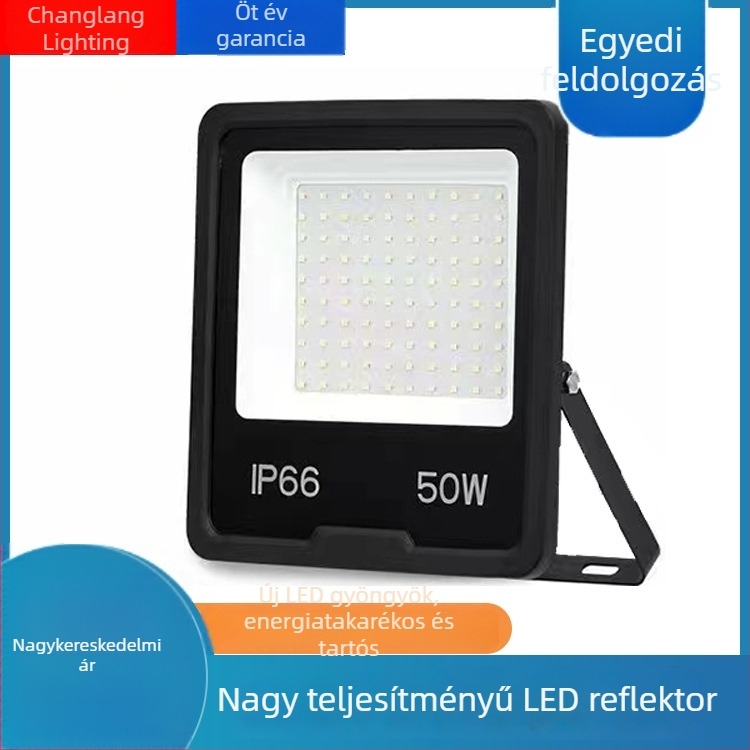 Chang Lang Lighting kültéri IP65 vízálló ultra-vékony LED-floodlámpa, mérnöki osztály, 50-200W, 1200 lm, 144×2835 LED, 120° sugarú, fekete alumínium ház