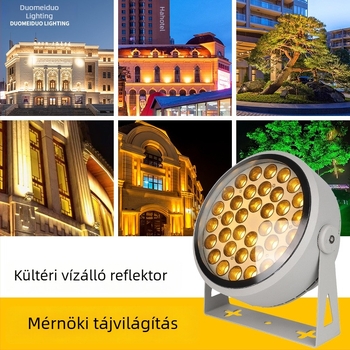 Kültéri vízálló LED fa világítás ívelt vetítéssel, öntisztító körvetítő fény, 36 LED, 12–54W, szürke alumínium ház, IP65, 45° fénysugár, modell JSL-1081