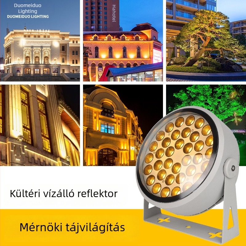 Kültéri vízálló LED fa világítás ívelt vetítéssel, öntisztító körvetítő fény, 36 LED, 12–54W, szürke alumínium ház, IP65, 45° fénysugár, modell JSL-1081